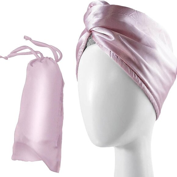 Satin Microfiber Hair Towel Wrap Set Absorbent Gentle Travel Bag Women
